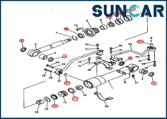buy 707-98-37600 7079837600 Boom Cylinder Oil Seal Kit Fits For Komatsu Models PC75UU-1 PW150-1 Excavator online manufacture
