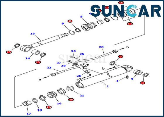 Buy 707-98-43200 7079843200 Boom Cylinder Service Kit Komatsu PC75UU-2 PC78US-5 Repair Seal Kits online manufacture