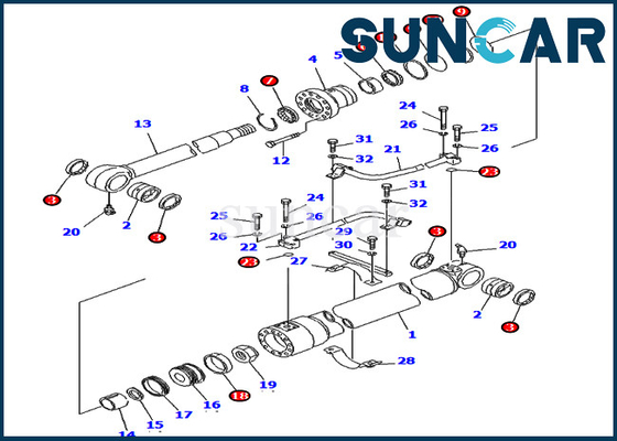 20X-63-02010 20X6302010 Boom Cylinder Service Kit For PC80-3 PC80LC-3 Komatsu Heavy Equipment