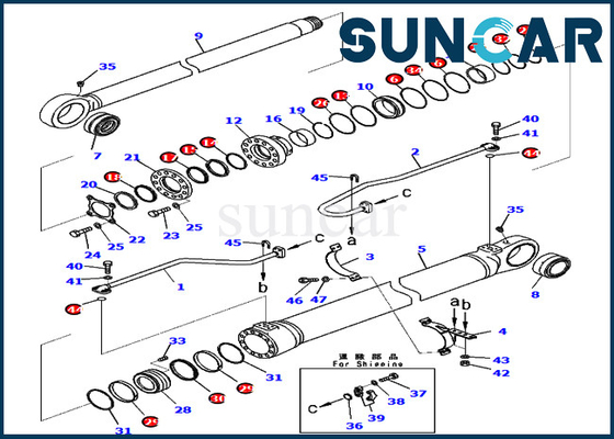 Boom Cylinder Seal Kit 721-98-00920 7219800920 Excavator Service Kits For PC800SE-8E0 Komatsu