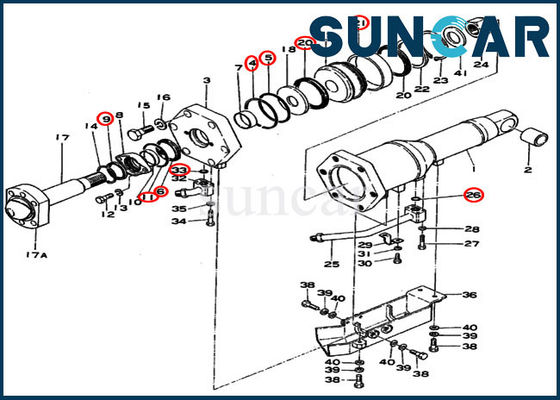 Buy Komatsu 195-63-05041 Blade Tilt Hydraulic Cylinder Seal Kit For D355-3 Crawler Dozer online manufacture