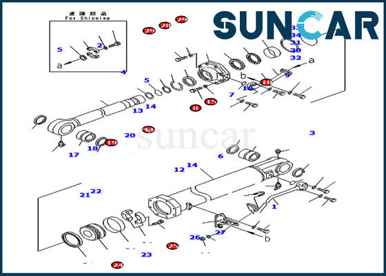 Buy 7079974520 Blade Tilt Sealing Kit Cylinder Repair Kits For Komatsu Bulldozer D375A-5D online manufacture