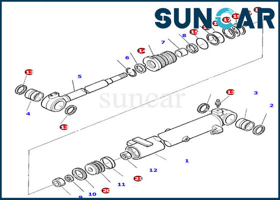 Buy 878000394 Hydraulic Boom Cylinder Seal Kit Fits Komatsu PC10-7 Excavator Inner Oil Seal Replacement online manufacture