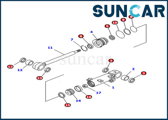Buy 707-98-11240 Komatsu OEM Parts Blade Lift Cylinder Service Kit PC10MR-1 Excavator Inner Parts online manufacture