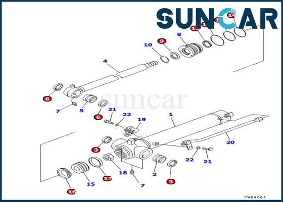 Buy 707-98-22820 Arm Cylinder Seal Kit Komatsu Service Kit Fits PC20MR-1 PC30UU-3 Excavator Models online manufacture