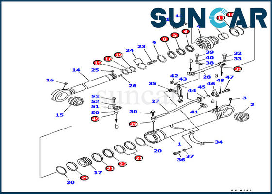 PC1250-7 Komatsu Excavator Oil Resistance Seal Kits 707-99-69670 Hydraulic Cylinder Arm Service Kit