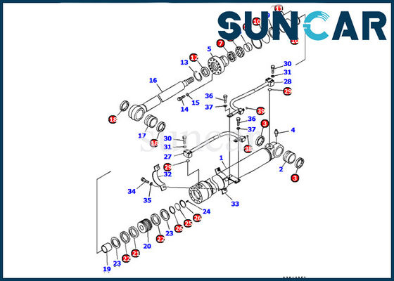 Buy 707-99-37340 Boom Cylinder Seal Kit Komatsu Excavator PC128US-2-A Inner Repair Sealing Gasket Kit online manufacture