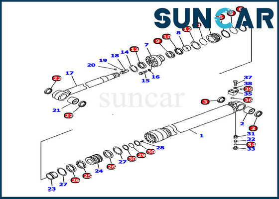 Buy Hydraulic Arm Cylinder Seal Kit 707-99-44390 Excavator Repair Kits Fits Komatsu PC128US-2-AC online manufacture