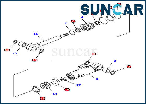 Buy PC12R-8 Excavator Komatsu 707-98-11300 Hydraulic Blade Cylinder Service Kit Machinery Sealing Kit online manufacture