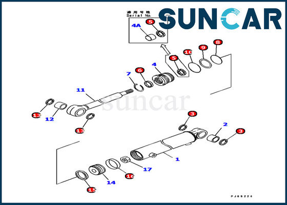 Buy 707-98-11310 Boom Swing Hydraulic Cylinder Service Kit Komatsu PC12R-8 Cylinder Repair Seal Kits online manufacture