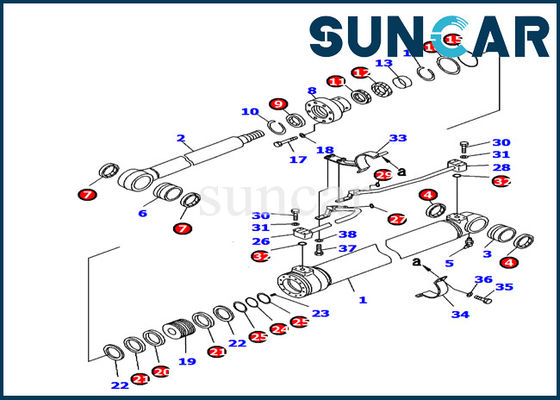Buy 707-99-37180 Komatsu Inner Part Excavator Service Kit Boom Cylinder Seal Kit PC130-8 Model online manufacture