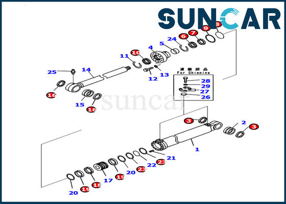 Buy 707-99-53310 Boom Cylinder Seal Kit Komatsu Work Equipment Excavator PC130-8 Service Kit online manufacture
