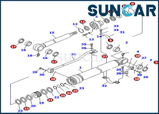Buy Komatsu Service Kit 707-99-36330 Bucket Cylinder Seal Kits Excavator PC138US-2E Inner Parts online manufacture