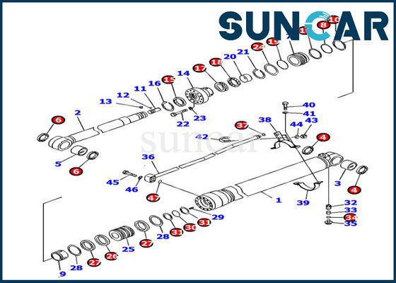 buy 707-99-38780 Arm Cylinder Sealing Kit Komatsu PC138US-8 Seal Repair Kit Excavator Replacement online manufacture
