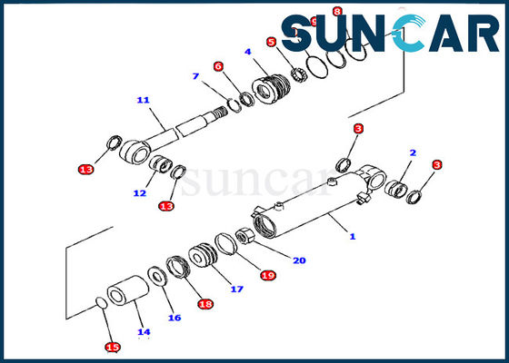 Buy Blade Cylinder Service Kit 707-98-12660 Hydraulic Cylinder Seal Kit Komatsu Excavator PC15R-8 online manufacture