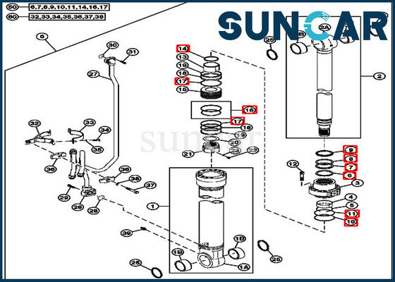 4S00715 Boom Cylinder Service Kit John Deere 240DLC 250GLC Excavator Replacement Seal Kit