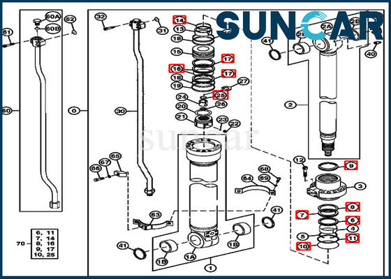 250GLC JOHN DEERE FYA00006592 Bucket Sealing Kit Excavator Hydraulic Cylinder Seal Kit