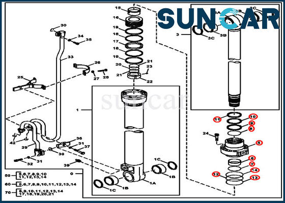 buy FXB00002044 Boom Hydraulic Cylinder Sealing Kit Fits For John Deere 180GLC 190GW Models online manufacture