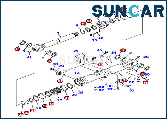Buy Spare Parts 707-99-37290 Bucket Cylinder Seal Kit PC160LC-7 Komatsu Hydraulic Sealing Kit online manufacture
