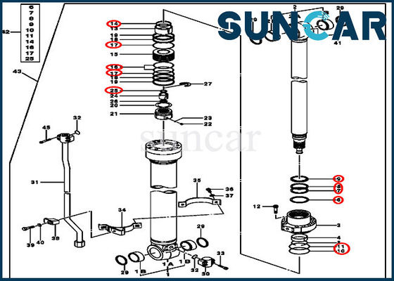 buy 120D 120C JOHN DEERE 4448396 Arm Hydraulic Cylinder Seal Kit Excavator Sealing Kits online manufacture