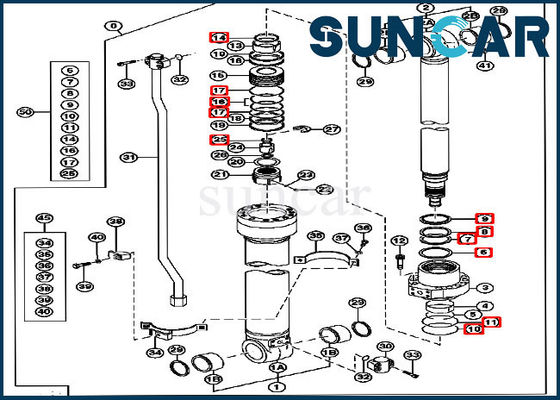 Buy 210 John Deere Hydraulic Seal Kit 4661594 Dipper Stick Arm Cylinder Repair Sealing Kit online manufacture
