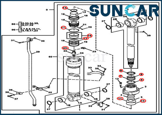 Buy 4654422 Arm Cylinder Seal Repair Service Kit For Models 220DW John Deere Construction Machinery online manufacture