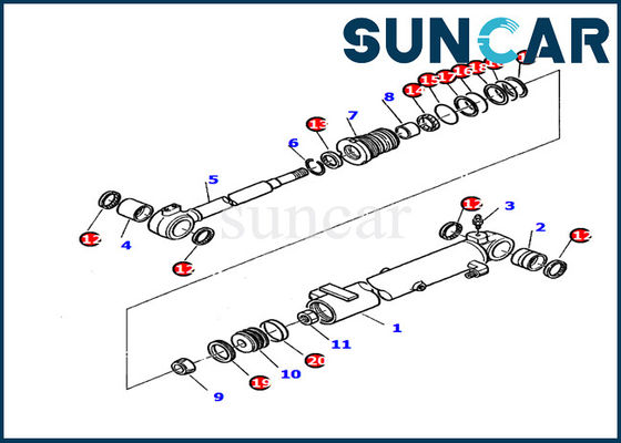 Buy 878000391 Excavator boom Cylinder Seal Kit Fits Komatsu PC20-7 Repair Kit hydraulic cylinder online manufacture