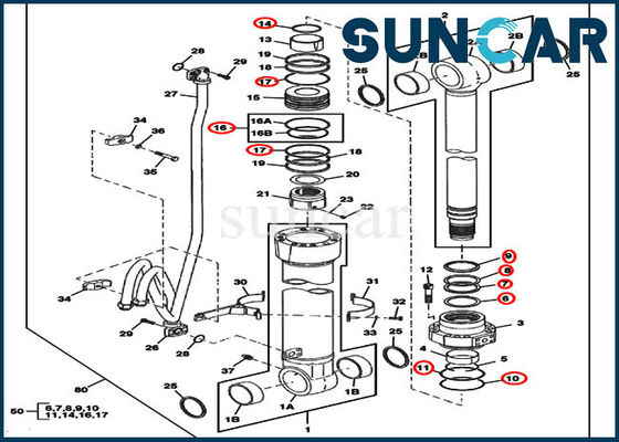 Buy 370C JOHN DEERE 4686321 Boom Cylinder Seal Repair Service Kit CYL Replacement Kits online manufacture