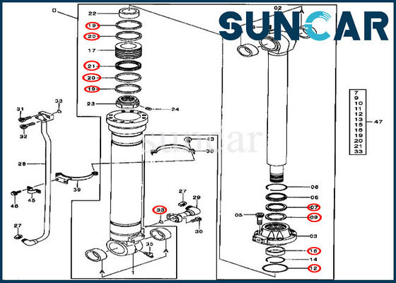 Buy AT264430 Bucket Cylinder Hydraulic Seal Kit John Deere  330LCR 450CLC Excavator Repair Kits online manufacture