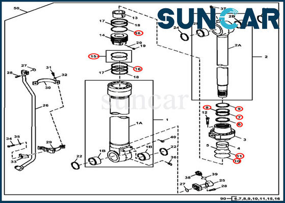 Buy FYA00001398 Bucket Cylinder Seal Repair Kit ISO9001 3754D 350DLC John Deere Service Kit online manufacture