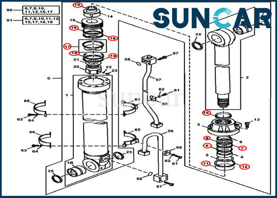 Buy Hydraulic Oil Seal Kits 4S00956 Arm Cylinder Repair Kit For John Deere 450LC 200LC 450CLC online manufacture