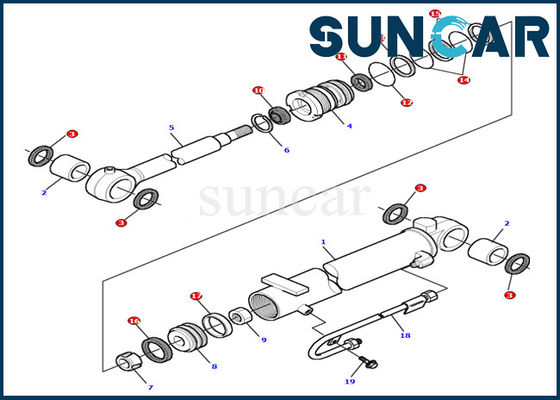 Buy PC15R-8 Komatsu Excavator Hydraulic Parts Service Kit 878000502 Boom Cylinder Seal Kit online manufacture
