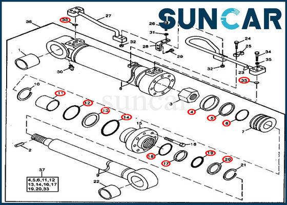 Buy 490 JOHN DEERE AT196477 Boom Hydraulic Cylinder Service Kit Excavator Repair Seal Kits online manufacture