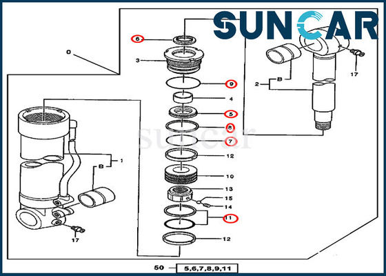 Buy 600C 550LC John Deere 4384450 Excavator Hydraulic Removal Device Cylinder Seal Kit online manufacture