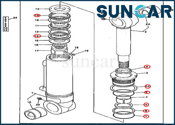 4240084 Blade Cylinder Seal Kit Excavator Hydraulic Service Kits For 595D John Deere