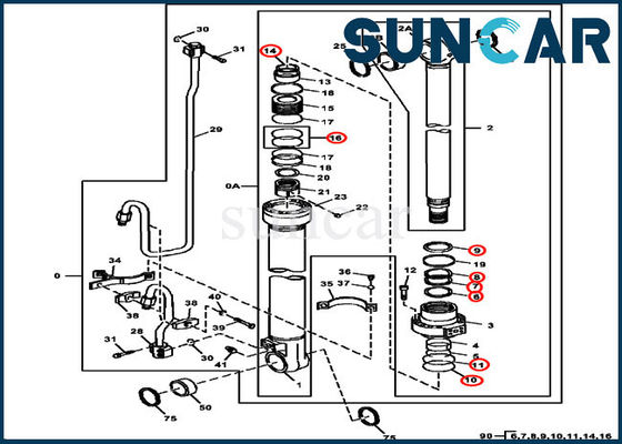 3754D Deere 4686432 Hydraulic Boom Seal Kits Fits Cylinder 115.00 mm Rod 170 mm Bore