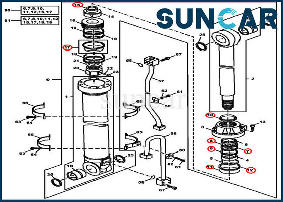 Buy 4438679 Arm Hydraulic Cylinder Kit 450LC 450CLC Deere Excavator Seal Repair Kits online manufacture