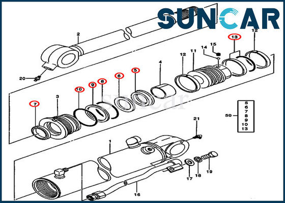 Buy 0844705 Bucket Cylinder Seal Kit Excavator Model 50C 50ZTS John Deere Repair Kits online manufacture