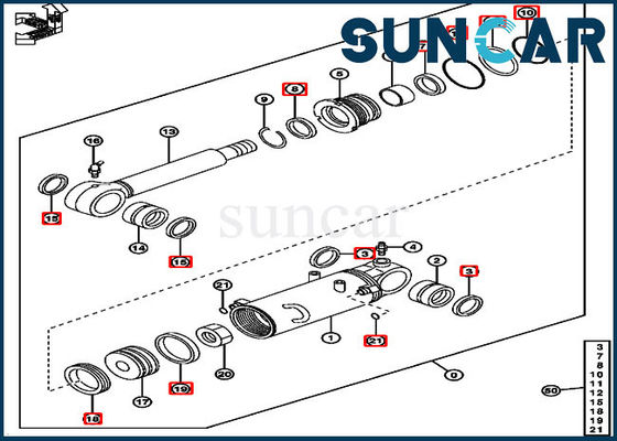 Buy 50D Deere Blade Cylinder Kit 4622067 Excavator Hydraulic Replacement Service Kits online manufacture
