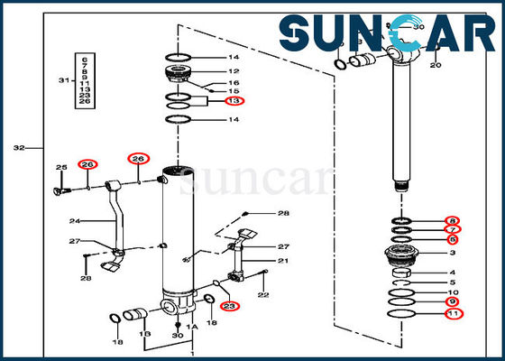 Buy 4464986 Bucket Cylinder Seal Kit For 75D, 85D, 75C, 80C John Deere Models online manufacture