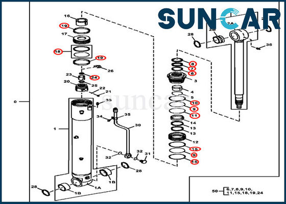 Buy 4696459 Swing Cylinder Repair Sealing Kit Deere 85D 85G Hydraulic CYL Oil Seal Kits online manufacture
