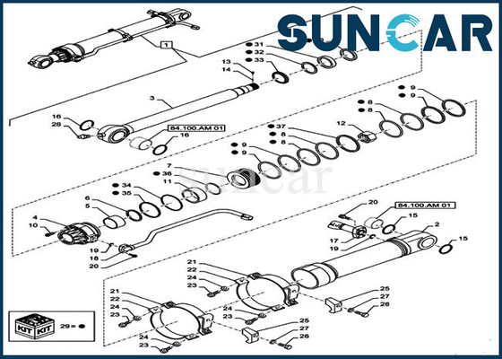 Buy Bucket Cylinder Service Kit LZ010100 Case Seal Kit Fits CX500D RTC CX500D LC Excavator online manufacture