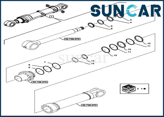 LZ014900 Bucket Cylinder Repair Seal Kit CX750DRTC Excavator Case Oil Seal Kits