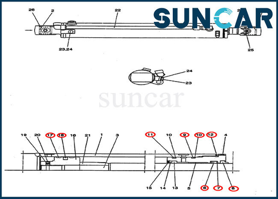 Wear Resistance PM01V00044R300 Swing Cylinder Service Kit CX25 Case Excavator Seal Kits