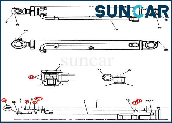 Bucket Seal Kit PW01V00046R300 OEM Case CX36 CX31 Hydraulic Cylinder Sealing Kit