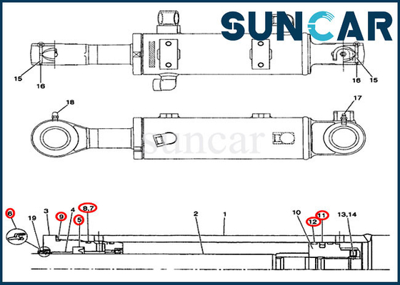 PX01V00033R300 Dozer Blade Sealing Kit Fits CX36 CASE Cylinder Repair Seal Kit