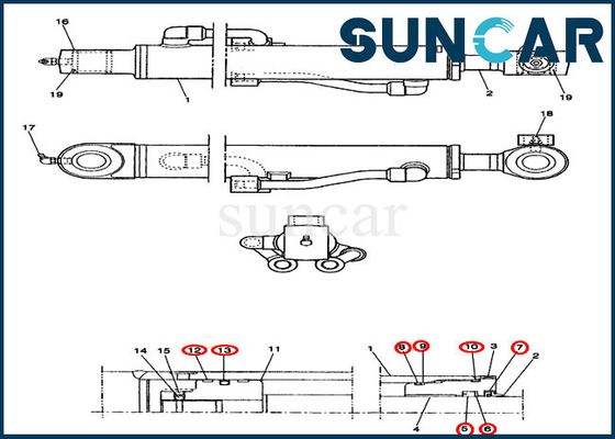 PE01V00003R100 Bucket Cylinder Replacement Service Kit For Case CX14 Excavator Seal Kit