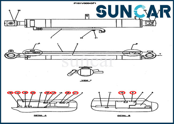 Buy CX50B Model Case PY01V00037R300 Replacement Seal Kit Crawler Excavator Boom Repair Kits online manufacture