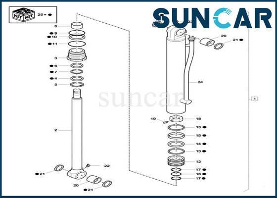 Mini Crawler Excavator XKCC-01360 XKCC01360 Bucket Cylinder Repair Seal Kit Fits CX33C CX37C CASE