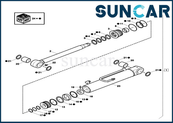 XKCC-01448 XKCC01448 Boom Swing Sealing Kit CASE CX33C CX37C Hydraulic Cylinder Service kits